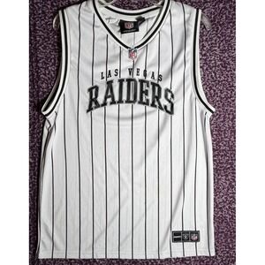Las Vegas Raiders NFL Primark Jersey White Pinstripe Sleeveless Men's M